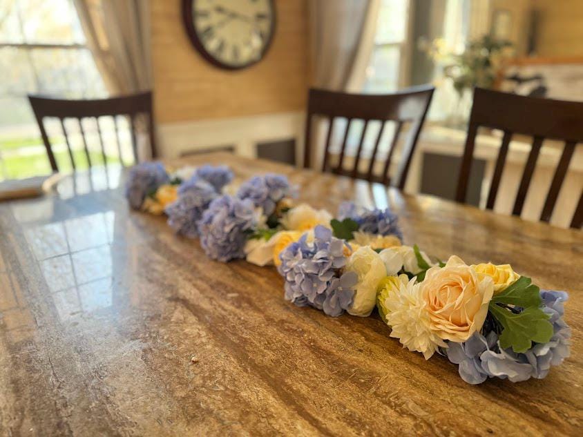 Blue Hydrangea Table Centerpiece