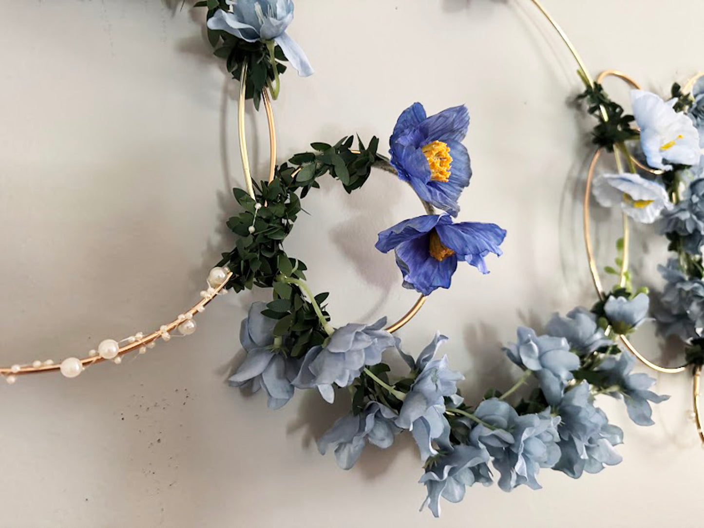 Blue Floral Hoop Ceiling Installation
