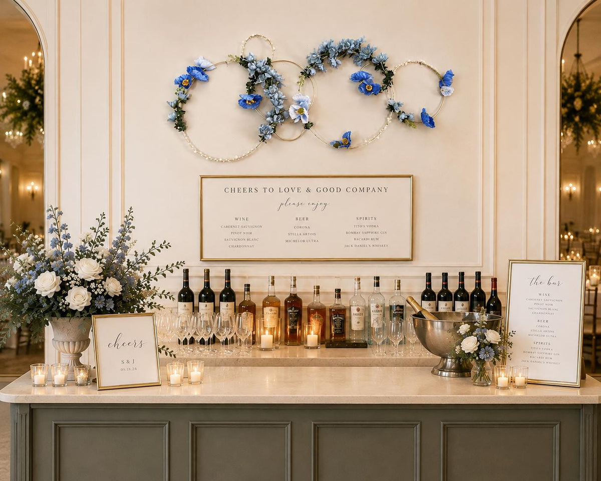 Ceiling Wedding Decor, Blue Floral Hoop Backdrop, Wedding Flower Installation, Hanging Floral Decor