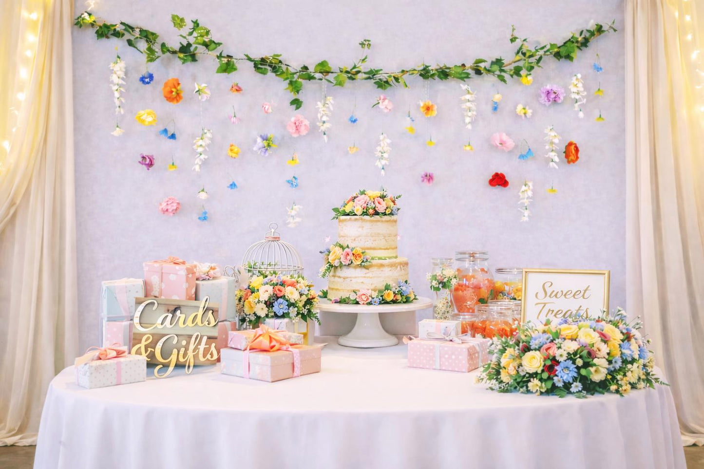 Colorful Cascading Flower Backdrop