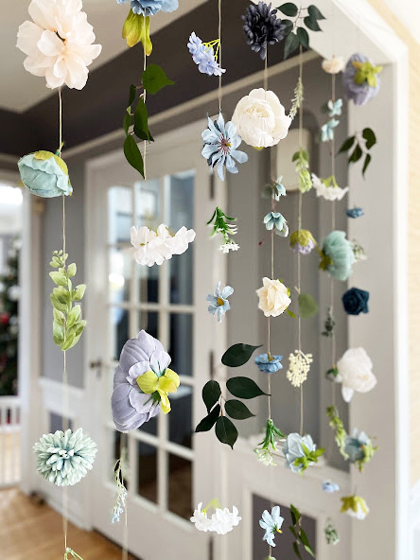 Blue & White Floating Flower Garland