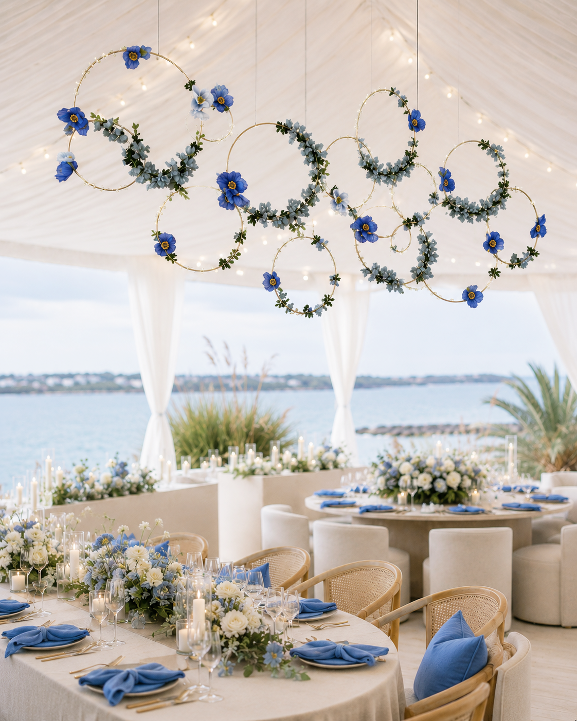Modern Ceiling Floral Hoop Wedding Decor