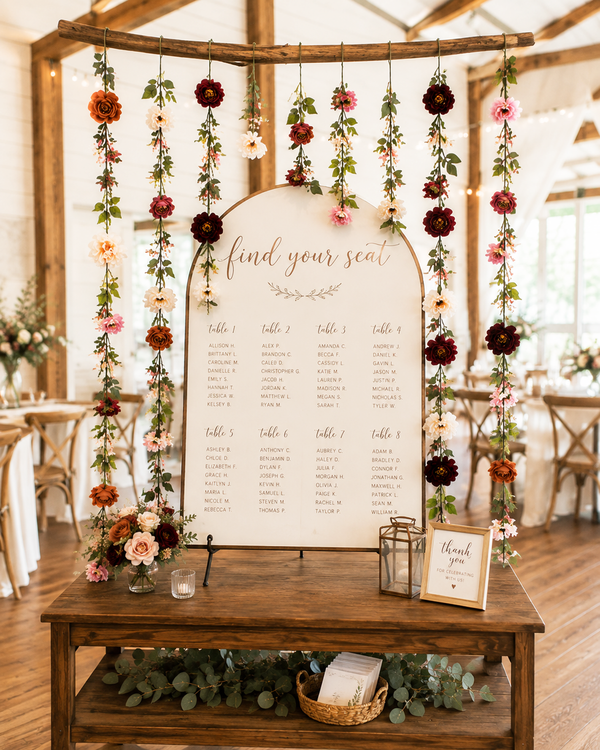 Cream, Burgundy and Terracotta Floral Garlands