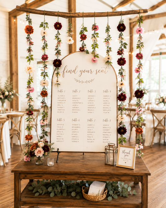 Cream, Burgundy and Terracotta Floral Garlands