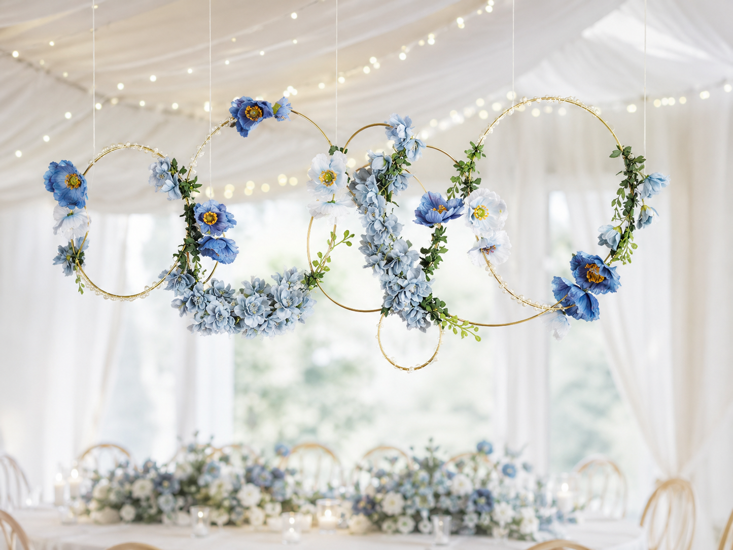 Modern Ceiling Floral Hoop Wedding Decor