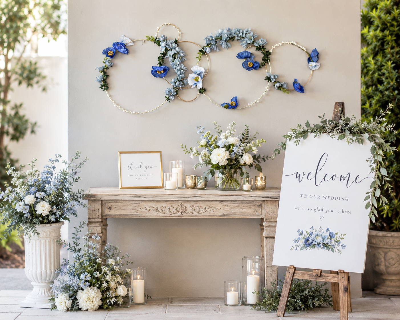 Modern Ceiling Floral Hoop Wedding Decor