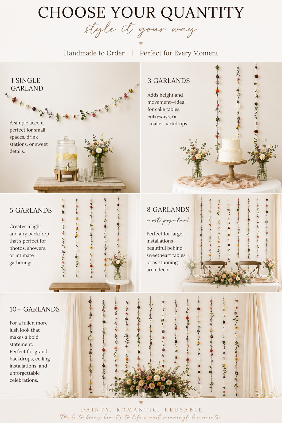 Cream and Rust Floral Garland for Fall