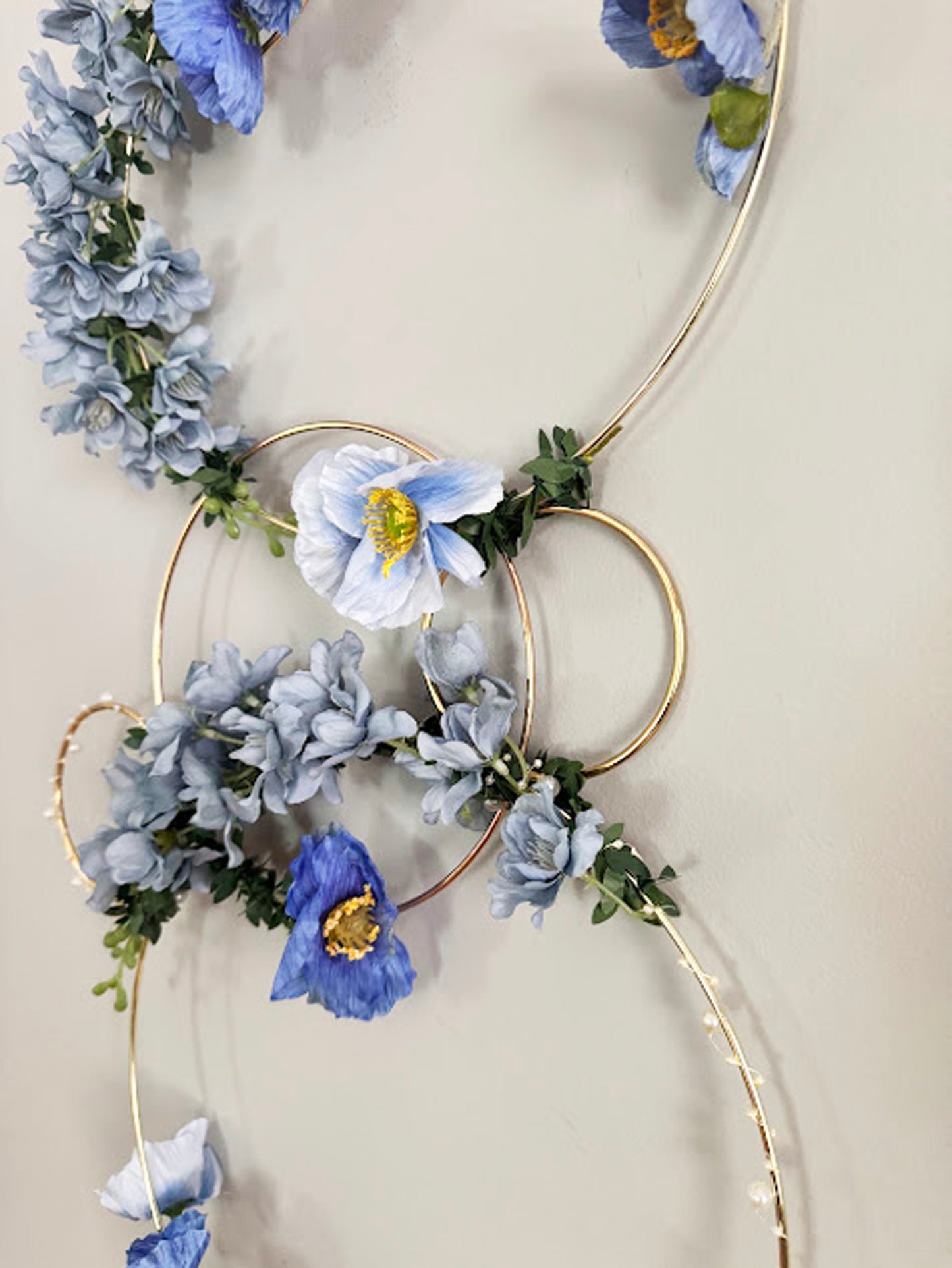 Blue Floral Hoop Ceiling Installation
