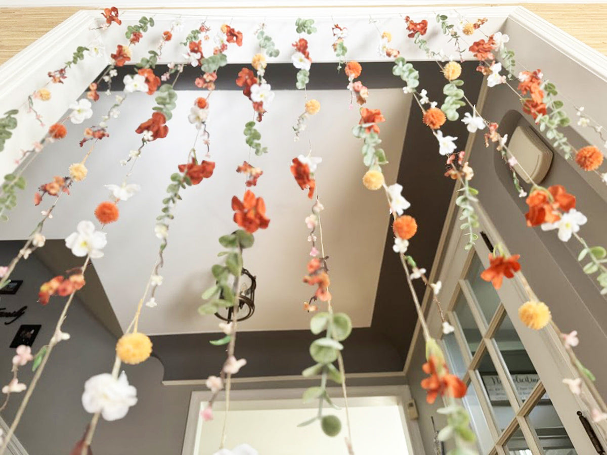 Cream and Rust Floral Garland for Fall