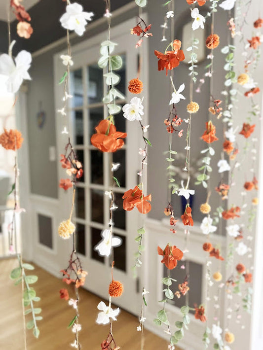Cream and Rust Floral Garland for Fall
