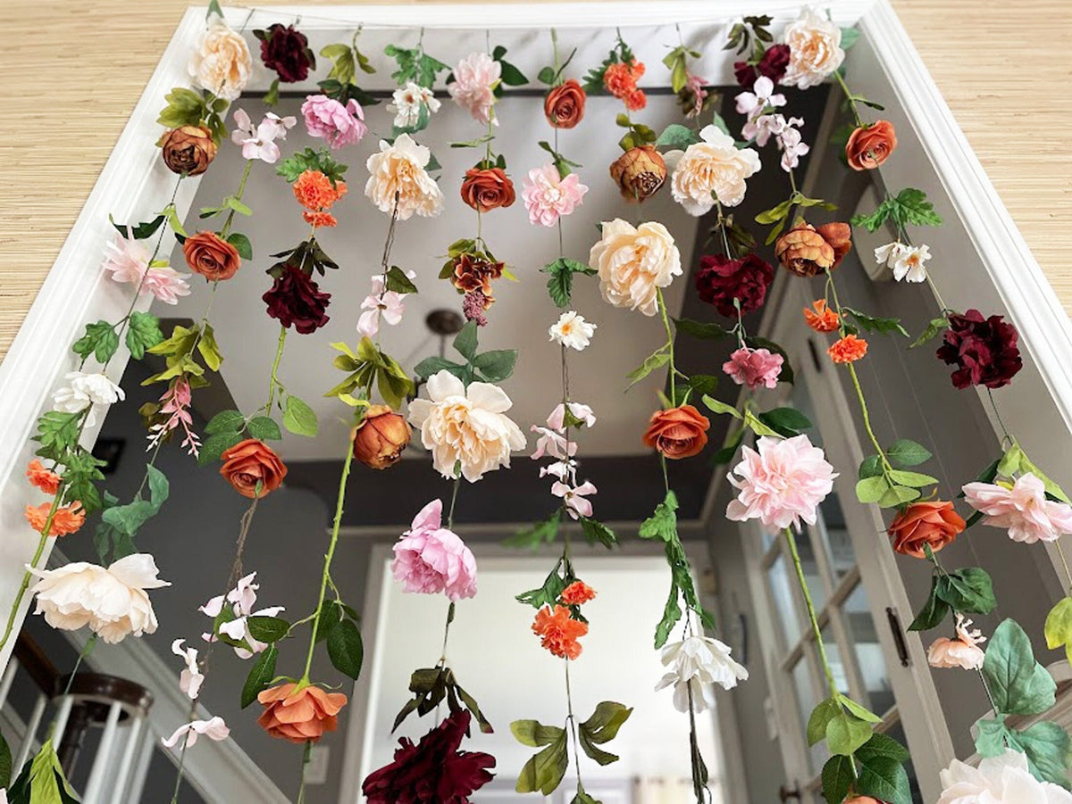 Cream, Burgundy and Terracotta Floral Garlands
