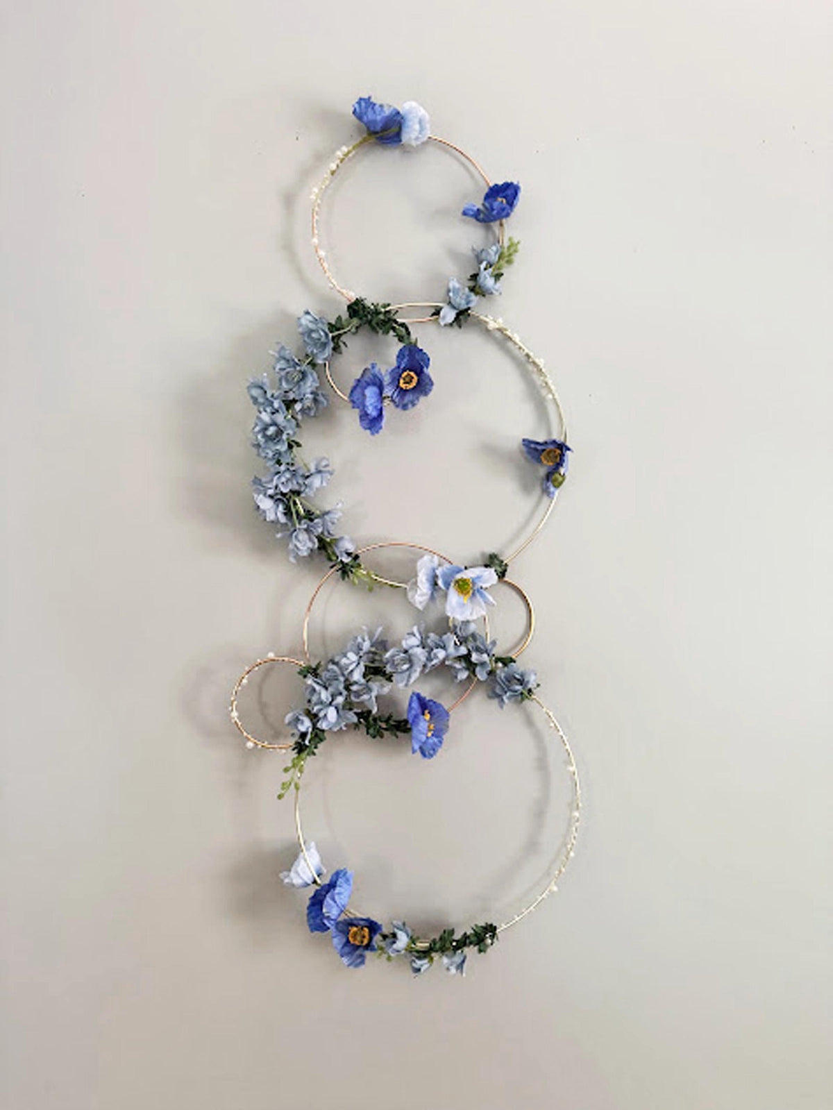 Blue Floral Hoop Backdrop, Wedding Flower Installation, Hanging Floral Decor, Ceiling Wedding Decor