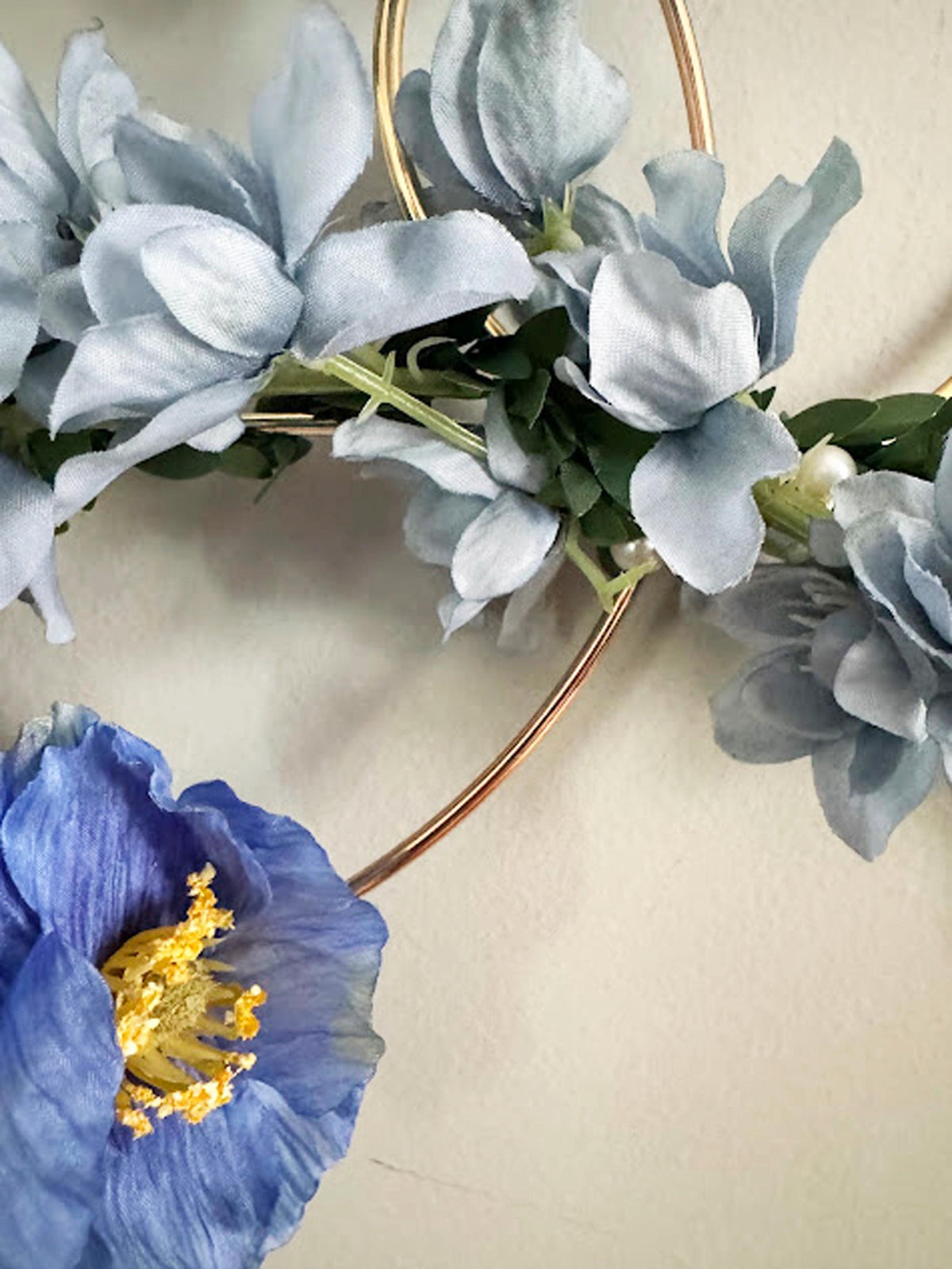 Blue Floral Hoop Backdrop, Wedding Flower Installation, Hanging Floral Decor, Ceiling Wedding Decor